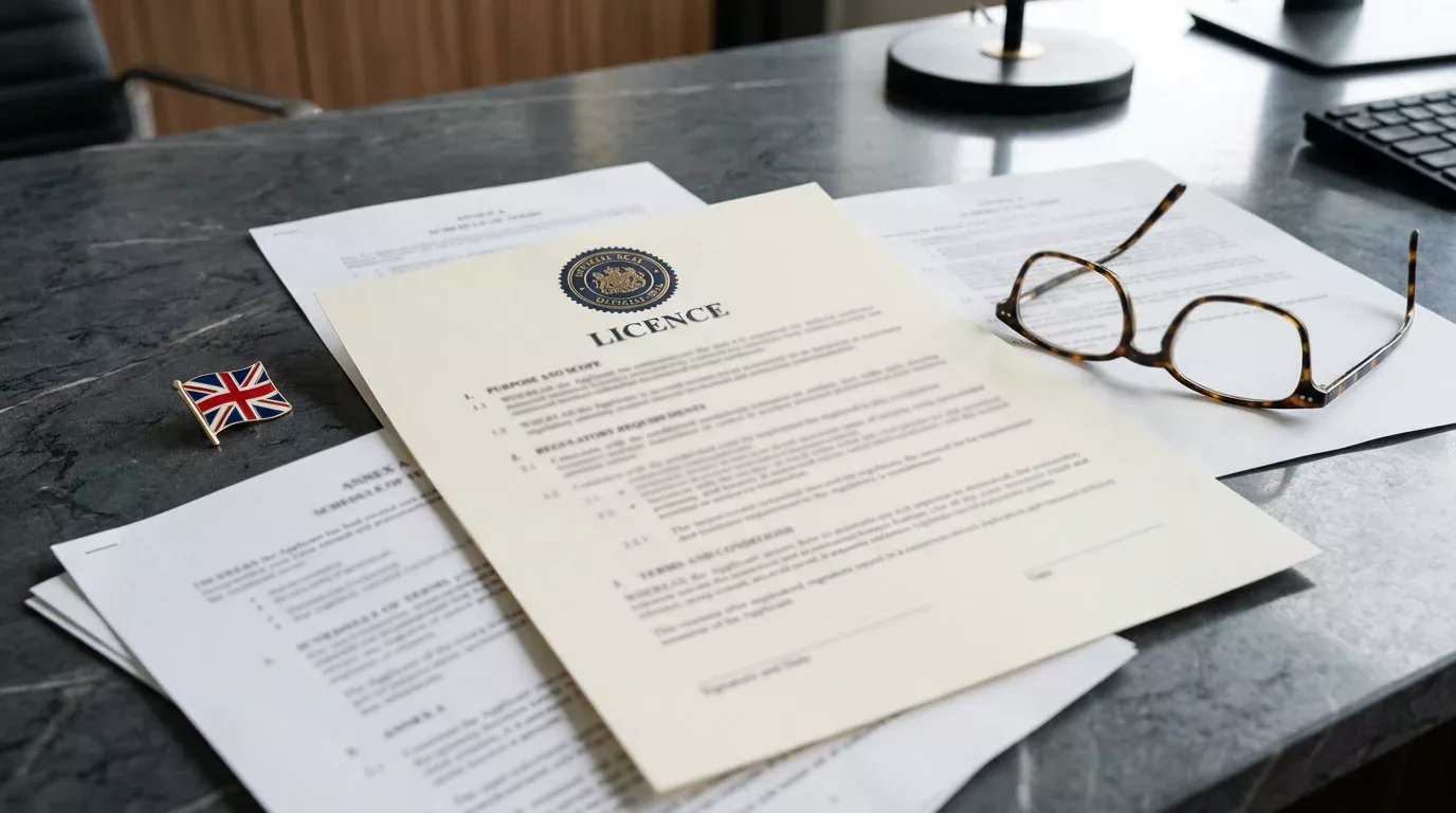 UK Gambling Commission logo and licensing documentation representing regulated sports betting in Britain